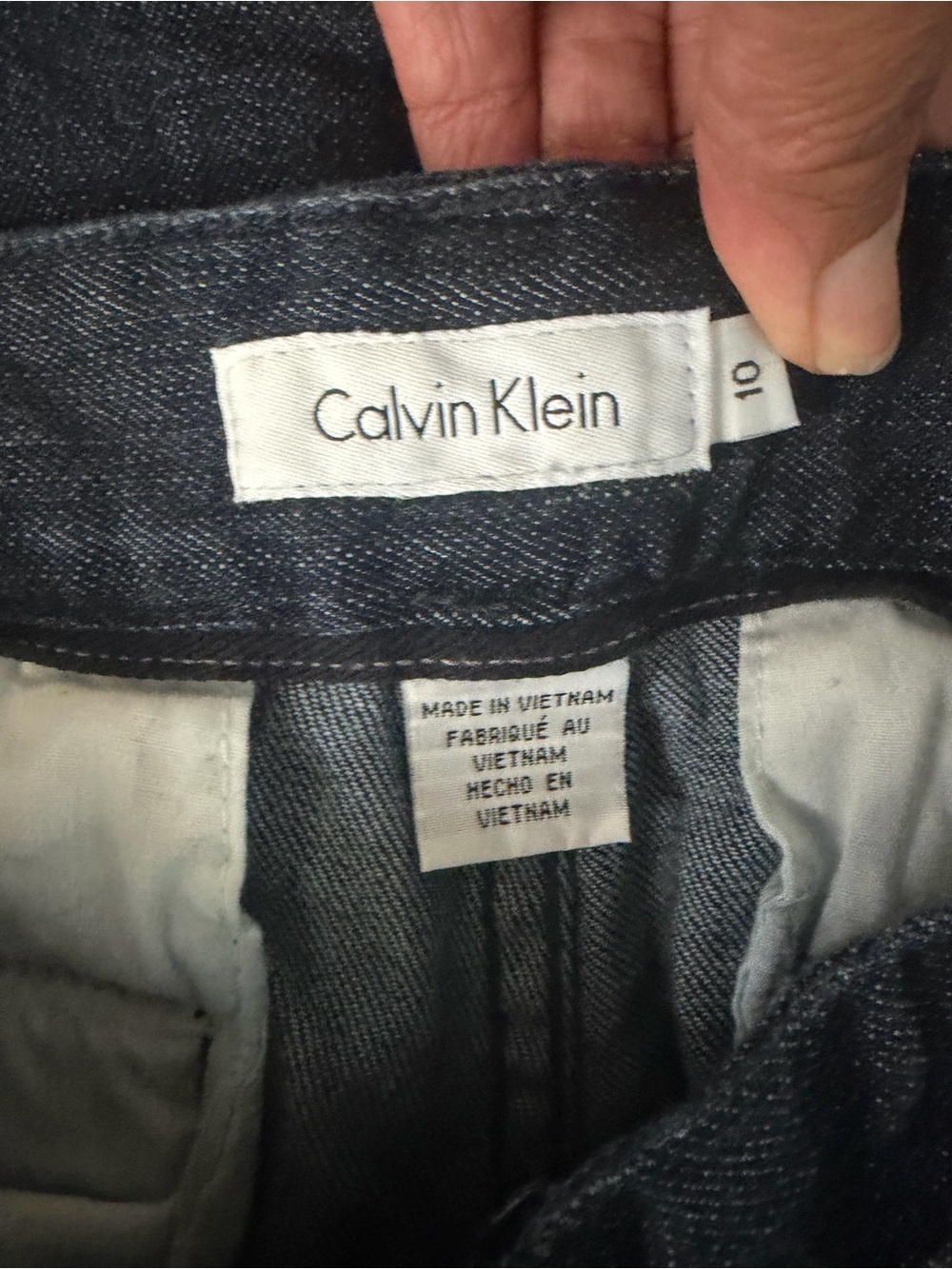 Calvin Klein Wide-Leg Denim Trousers Dark Wash Size 10 EUC - Picture 4 of 8